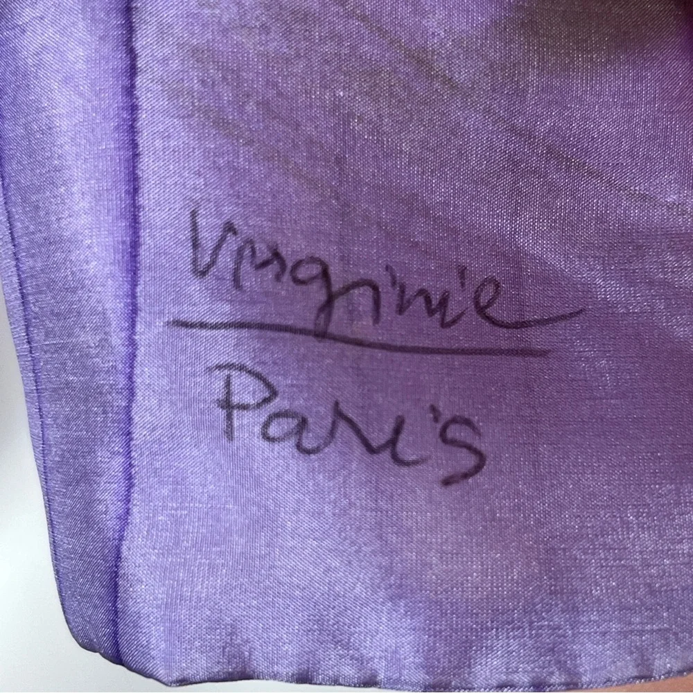 Virgie Paris Purple Silk Feel Scarf Lightweight Classic